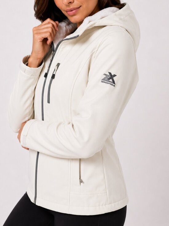 ZeroXposur Jackets & Blazers - ZeroXposur Women’s White Softshell Hooded Jacket Fleece Lined Size S